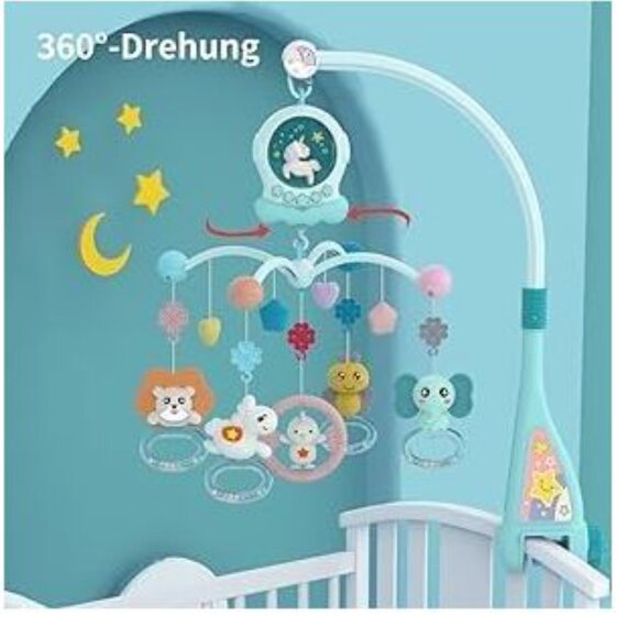 Baby Musical Crib Mobile with Night Lights Remote Control Nursery Infant - Picture 2 of 12